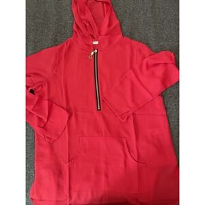 Soft Surroundings Women's Crimson Hoodie Polyester Boho Casual Quarter Zip Sz M